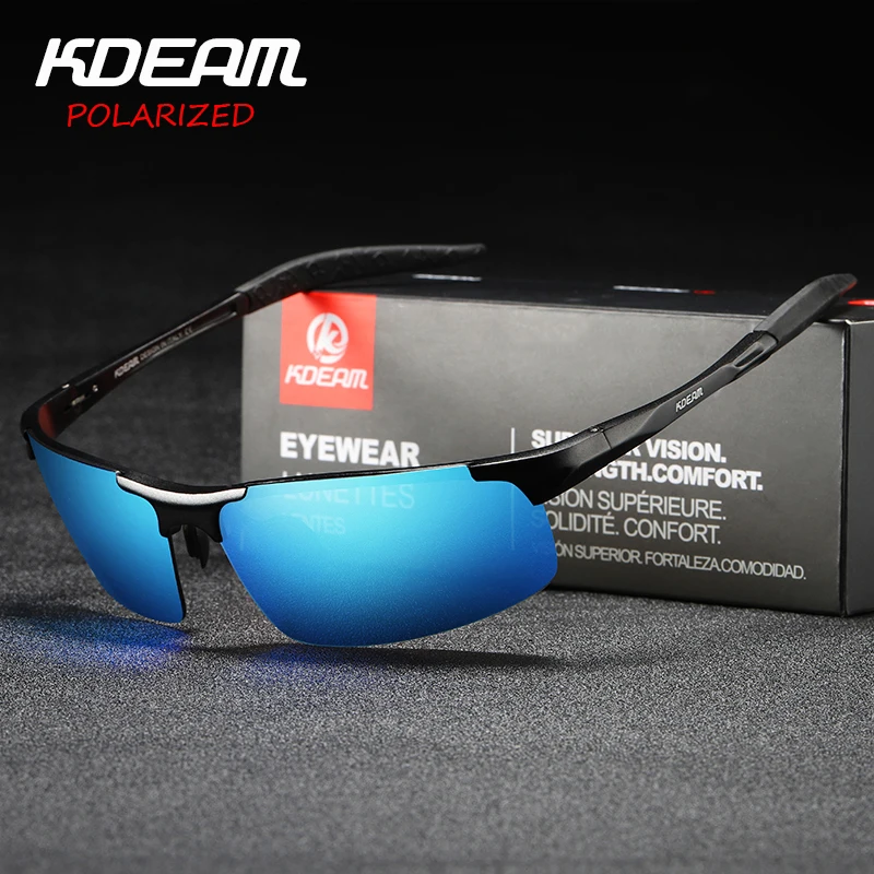 

Aluminium Magnesium Frame Polarized Sunglasses for Men Goggle Driving glasses Brand Designer with High Quality KDEAM 8 Colors