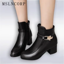 Plus Size 34-45 New Autumn Winter Zipper Women boots High heels Ladies Buckle Martin Leather boots Square heel Snow Boots Shoes Plus Size 34-45 New Autumn Winter Zipper Women boots High heels Ladies Buckle Martin Leather boots Square heel Snow Boots Shoes