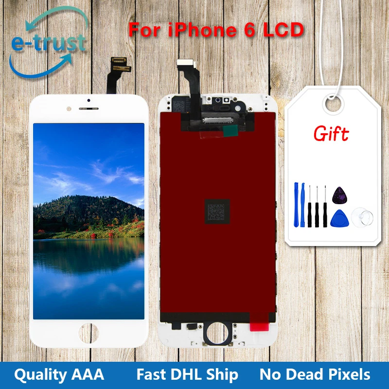 

e-trust Replacement For iPhone 6 Display AAA+Quality Touch Screen Digitizer Assembly+Screw Tools+Free Shipping+Black&White Color