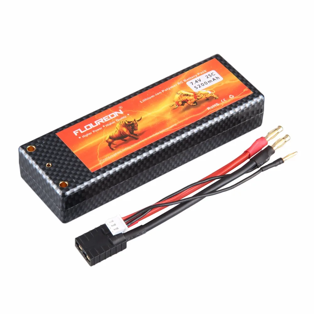 Floureon 7.4V 5200mAh 25C 2S with Traxxas Plug LiPo Battery Pack RC