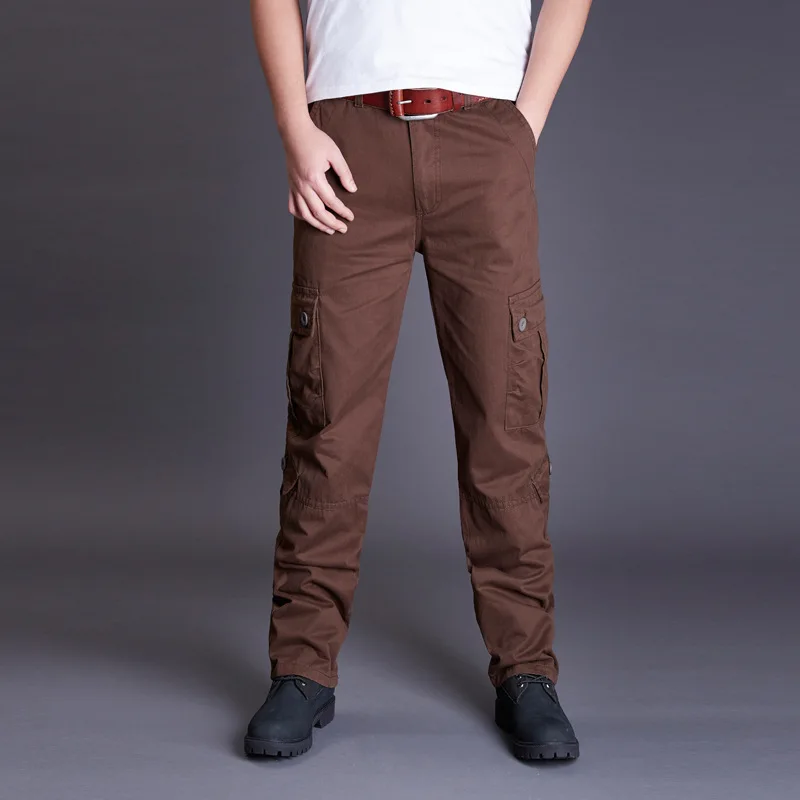  Icpans Winter Tactical Black Cargo Pants Men Loose Fit Military Style Side Pockets Army Black Denim