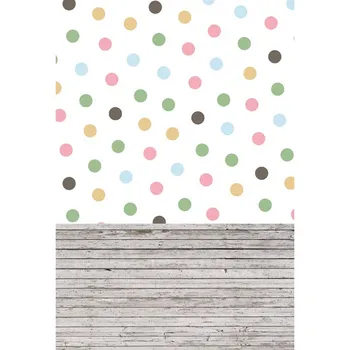 

Vinyl cloth color polka dots wall wood photography backdrops for newborn kids photo studio portrait backgrounds