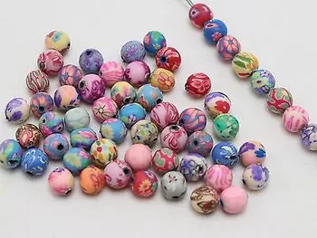 

500 Mixed Colour Polymer Clay Round Beads 6mm(1/4") Spacer Jewelry Finding