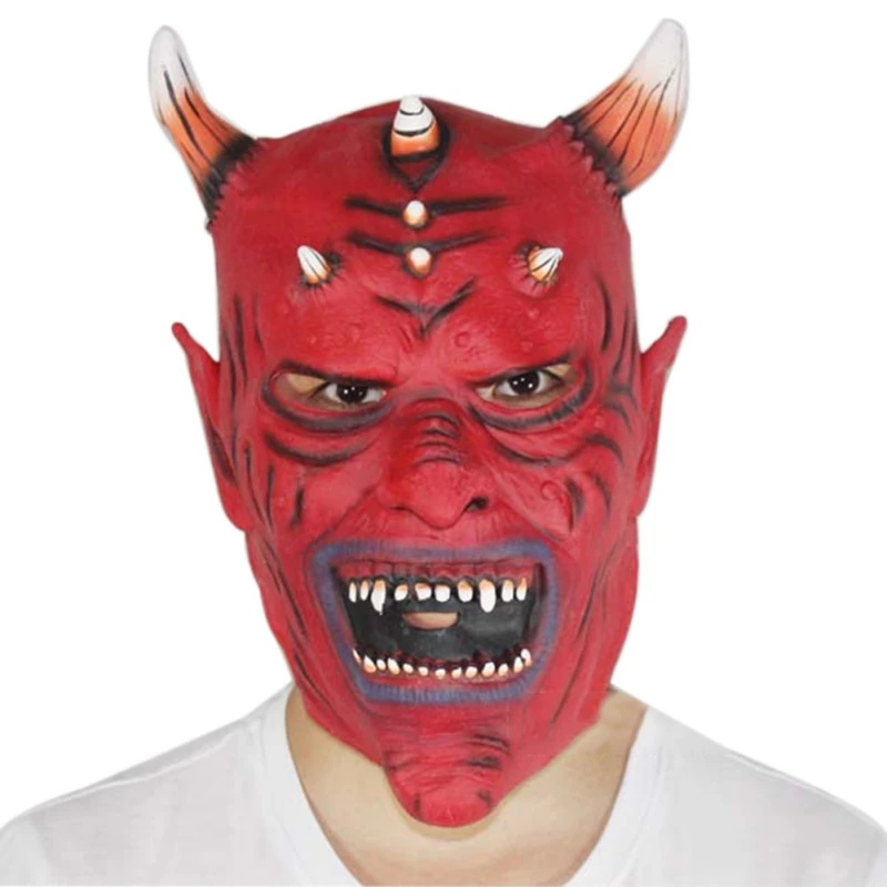 2017 halloween horror mask devil inferno satan halloween novelty red face adult size party head long - Halloween Novelties Wholesale 2017 halloween horror mask devil inferno satan halloween novelty red face adult size party head long - Halloween Novelties Wholesale