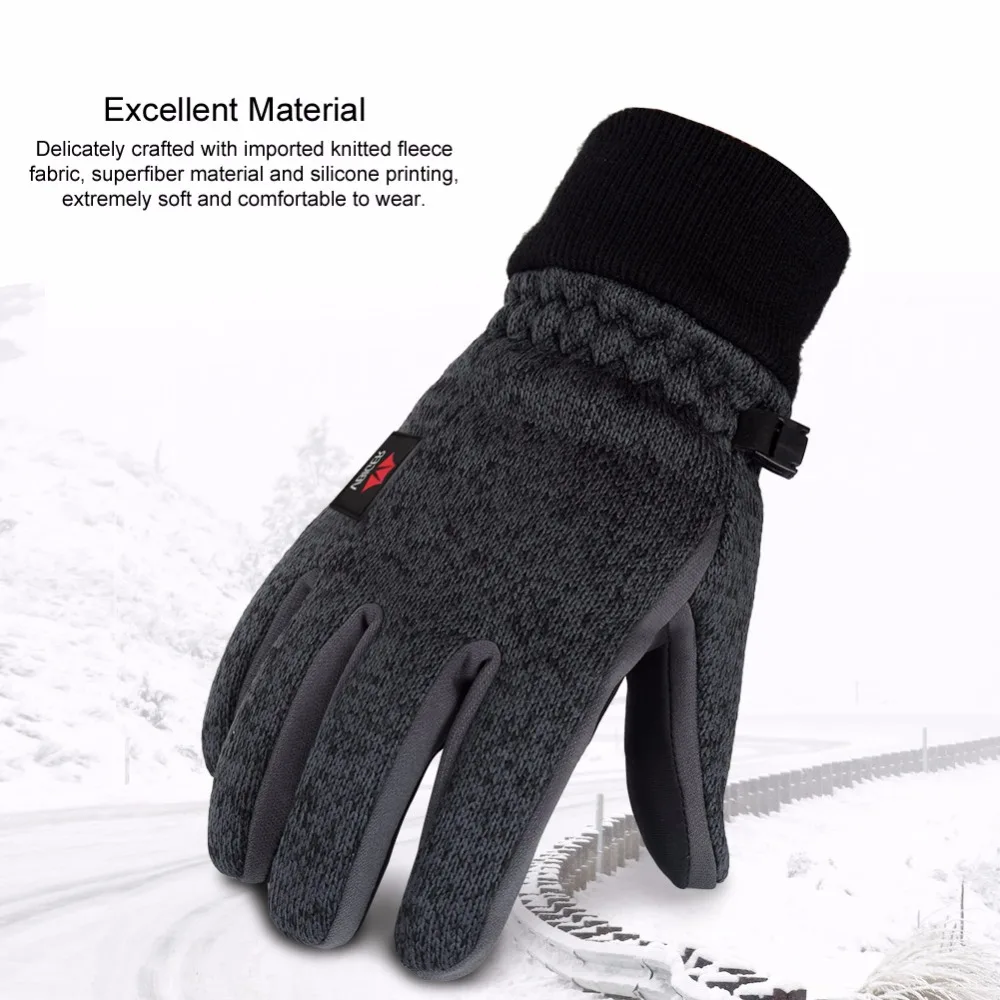 Vbiger Outdoor Running Hiking Gloves Winter Touch Screen Knitted Gloves Thicken Warm Gloves Sports Mittens Gloves