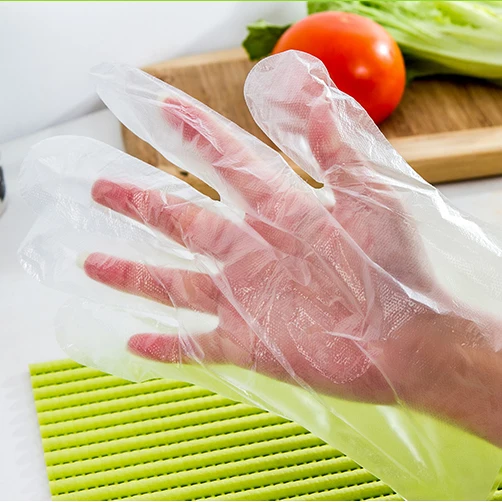 100PCS/LOT Eco-friendly Disposable Gloves PE Garden Household Restaurant BBQ Plastic Multifuctional Gloves Food