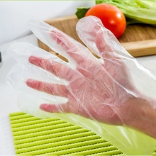 100PCS LOT Eco friendly Disposable Gloves PE Garden Household Restaurant BBQ Plastic Multifuctional Gloves Food