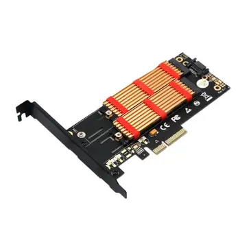 

ALLOYSEED M.2 NVMe SSD NGFF TO PCIE3.0 X4 4X adapter M Key B KEY Dual interface card PCI-E3.0 Dual voltage with Heatsink