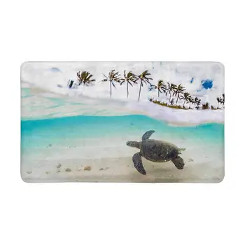 

Hawaiian Green Sea Turtle Doormat Indoor Entrance Rug Floor Mats Shoe Scraper Door Mat Non-Slip Home Decor, Rubber Backing Large