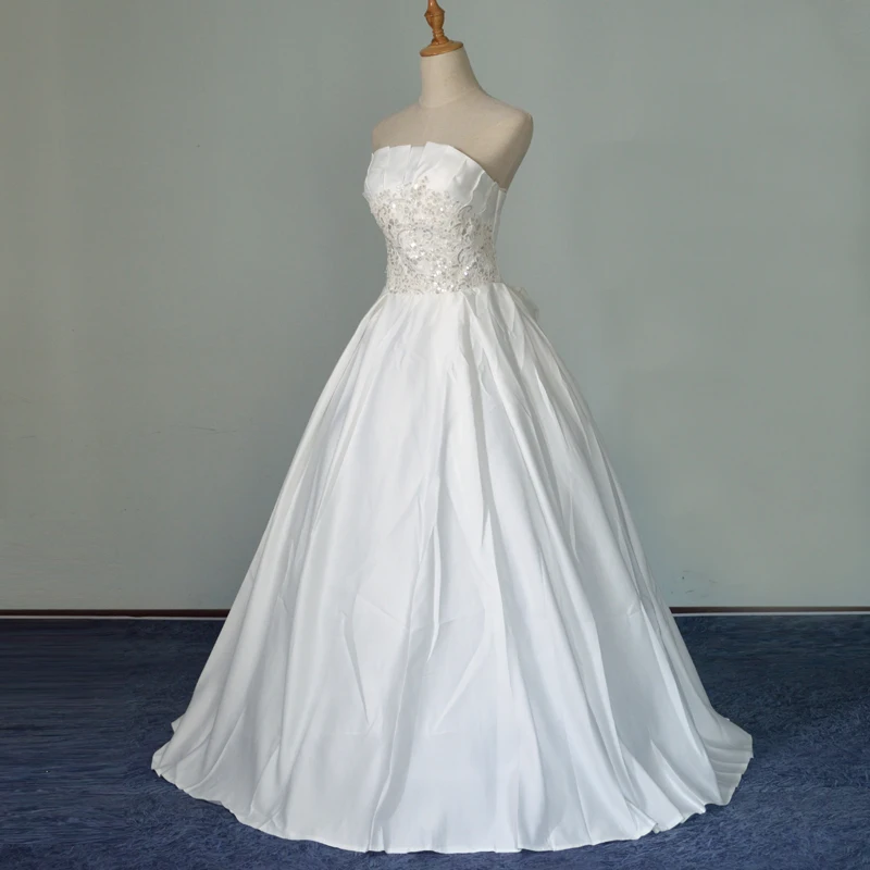 Горячая Распродажа, милое сатиновое свадебное платье без бретелек в Корейском стиле, милое романтичное кружевное свадебное платье принцессы, Vestido De Noiva