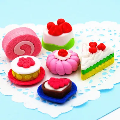 Kawaii милые Ластики для детей, резиновый набор ластиков для фруктов, тортов, овощей, еды - Цвет: Eraser Set