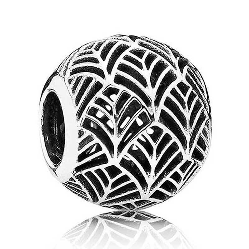 

Authentic 925 Sterling Silver Bead Charm Openwork Abstract Tropicana Beads Fit Women Pandora Bracelet Bangle DIY Jewelry