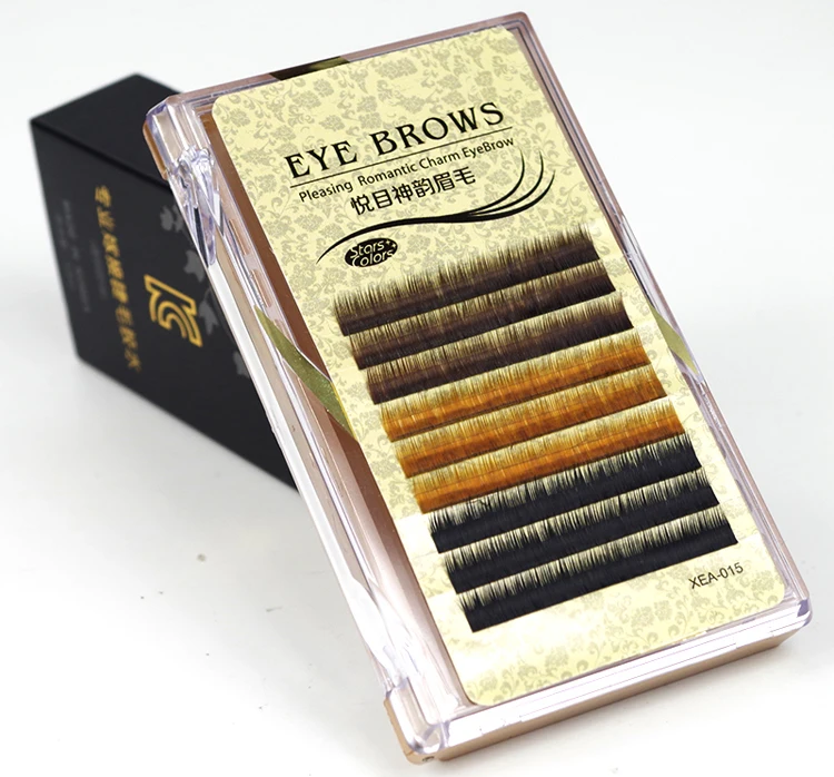 

Professional 0.10 mm J Curl Individual Mixed Color Imitate Mink False Eyebrow Extensions Natural Permanent Eyebrow 4mm