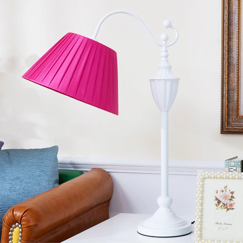 

Iron Desk Lamp American Rural Living Room led Table Lamp Study Room Lights Cloth Modern Table Lamp Bedroom Bedside Desk Lights