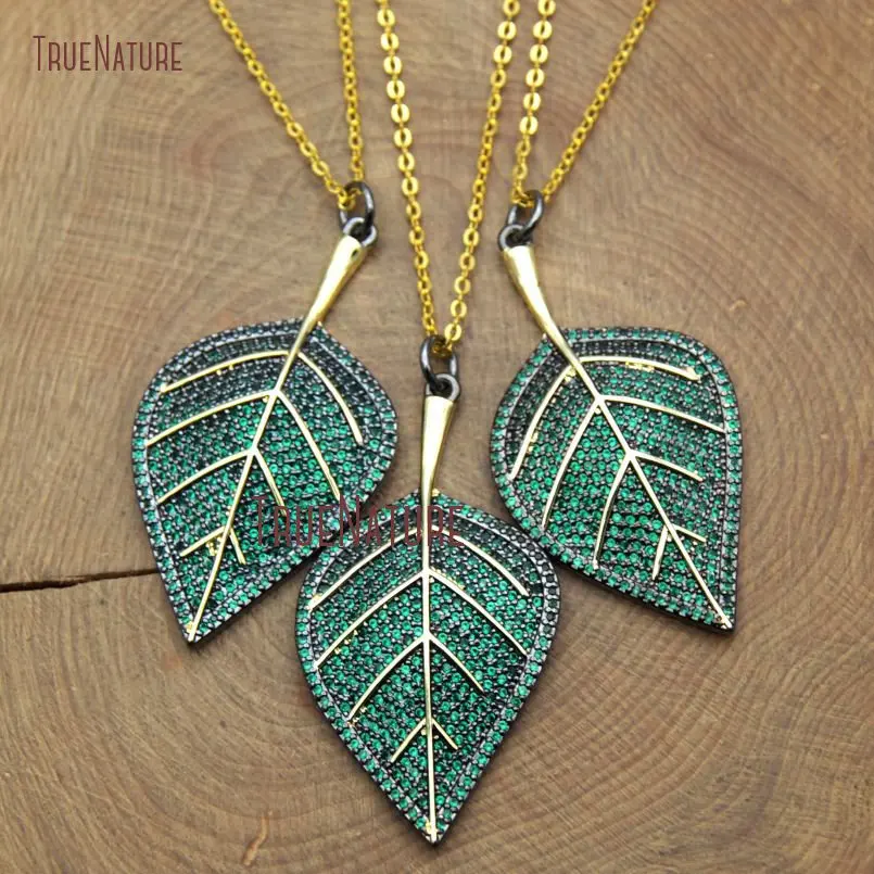 

Green Cubic Zirconia Beads Pave Micro Tiny Leaf Healing Charm Gold Color Link Chains Necklace Standard Size In 18 Inch NM10503