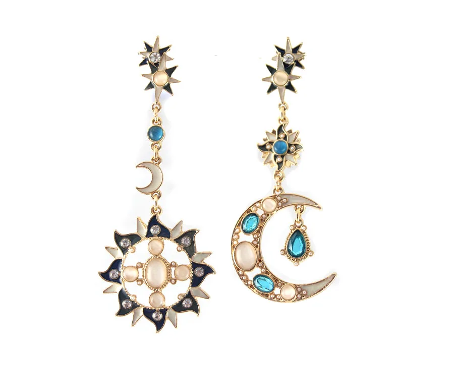 1pc Brand New Ethnic Helios Luna Moon Romantic Big Opal Drop Earrings Fashion Ear Accessaries For Girls Women Dangle | Украшения и