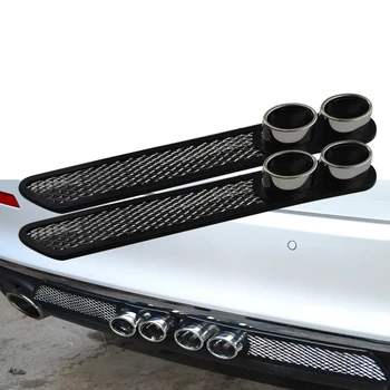 

1 Pair 2 Pieces Auto Decorative Car Styling Sticker ABS Simulation Modified DIY Vent Double Exhaust Pipe Modeling Tail Bumper