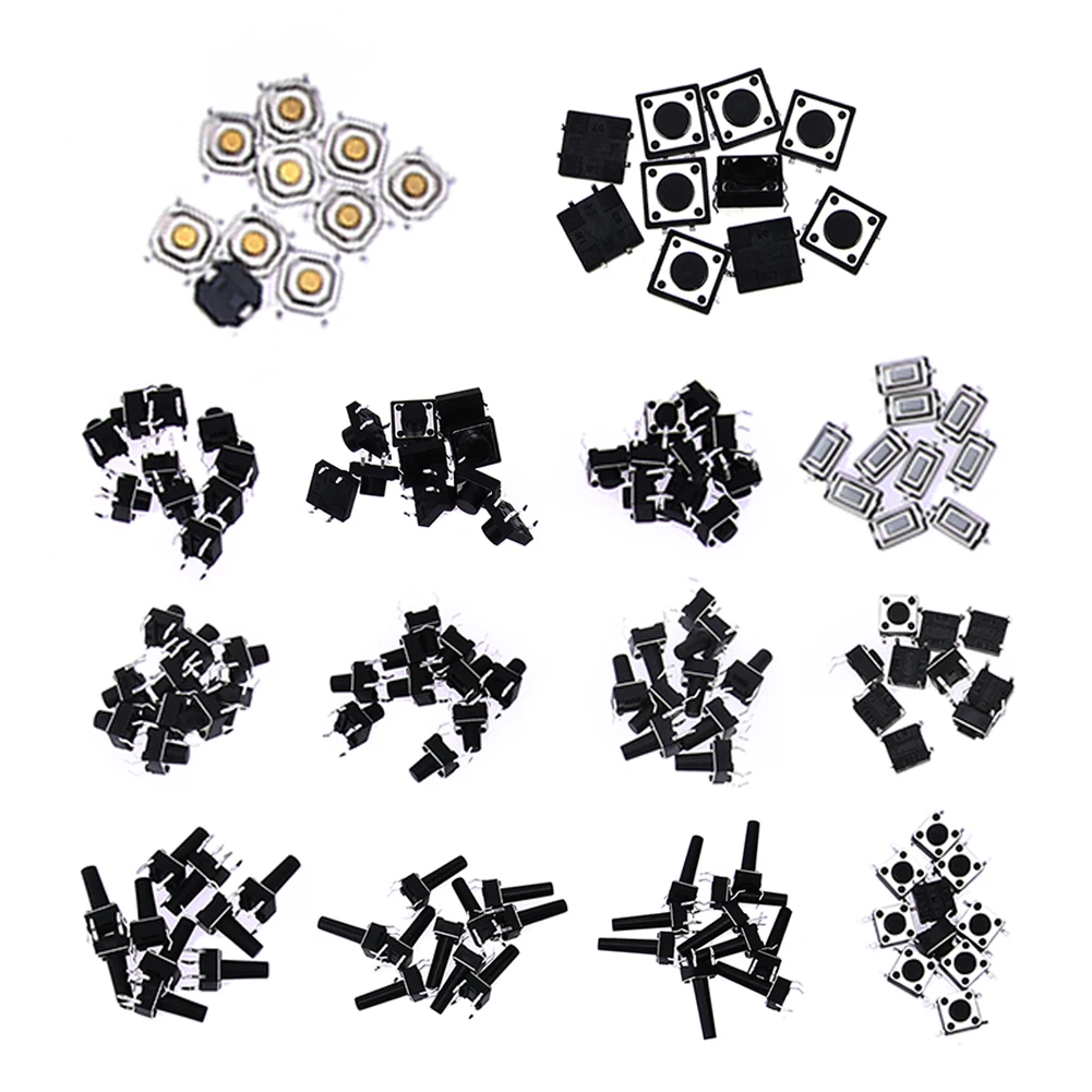 

140pcs 14 types Momentary Tact Tactile Push Button Switch SMD Assortment Kit Set for Household Appliances Electronic Tools
