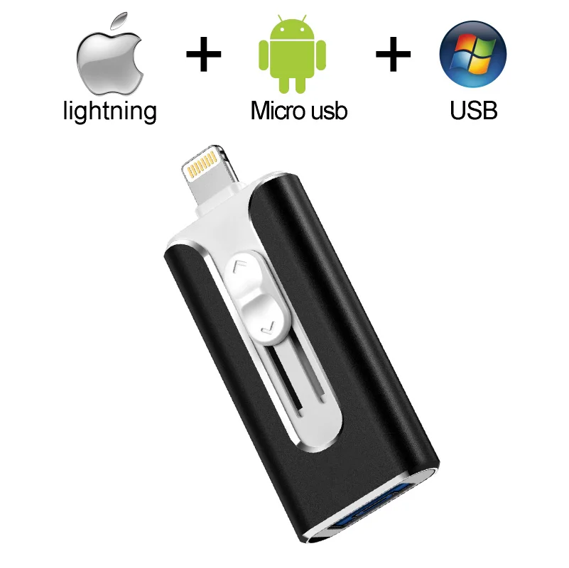 

USB FLASH DRIVE OTG 64GB 128g Pen Drive 3 in 1 u disk for apple iphone Memory stick 16gb luxury android USB pendrive i drive 3.0