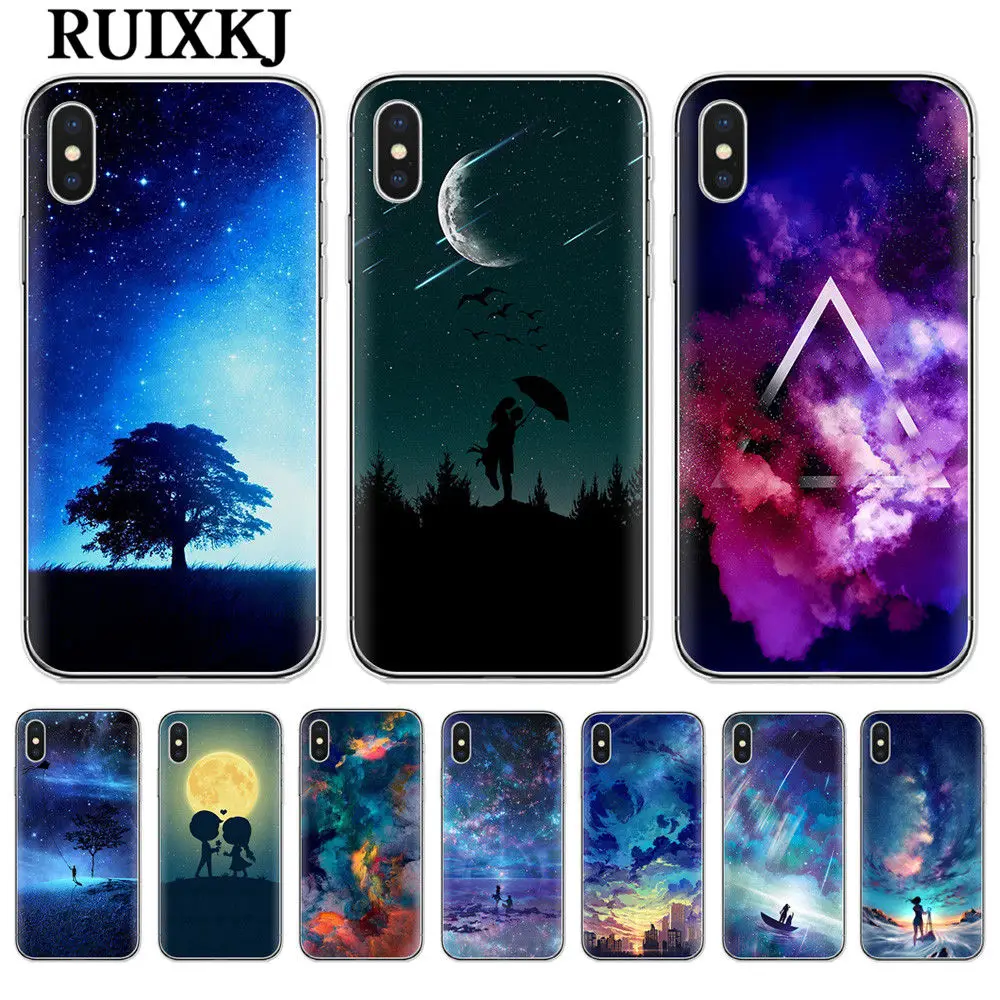 

RUIXKJ Phone Case For Apple iPhone X XR XS Max Cover Soft TPU For iPhone 8 8Plus 7 7Plus 6 6S Plus 5S SE Starry Sky Pattern Case