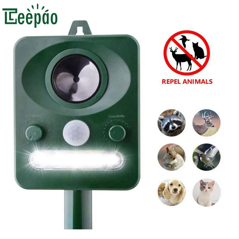 

Solar Power 45MA (HZ) Outdoor Use Solar Ultrasonic Dog Cat Animal Repeller Chaser Garden Bird Repeller With Rechargeable Battery