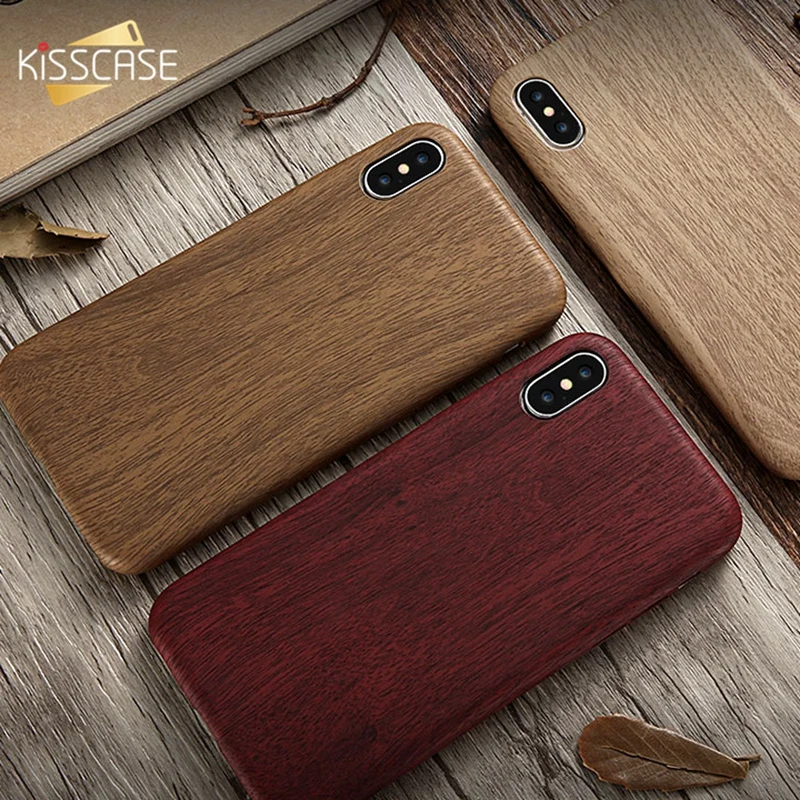 

KISSCASE Case For iPhone 5S 5 Leather PU Wood Business Case For iPhone 8 7 Plus 7 XS Max XR XS X 6S 6 Plus Capinhas Coque Capa