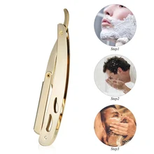 Бритвенная бритва из нержавеющей стали с прямым краем, Парикмахерская, складной прямой единственный край, сменные лезвия, бритвенный инструмент без лезвия