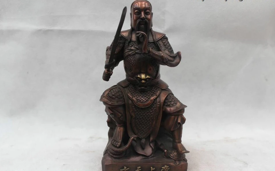 

10"China Chinese Folk Bronze Sit Xuan Tian Shang Di Emperor immortal Statue