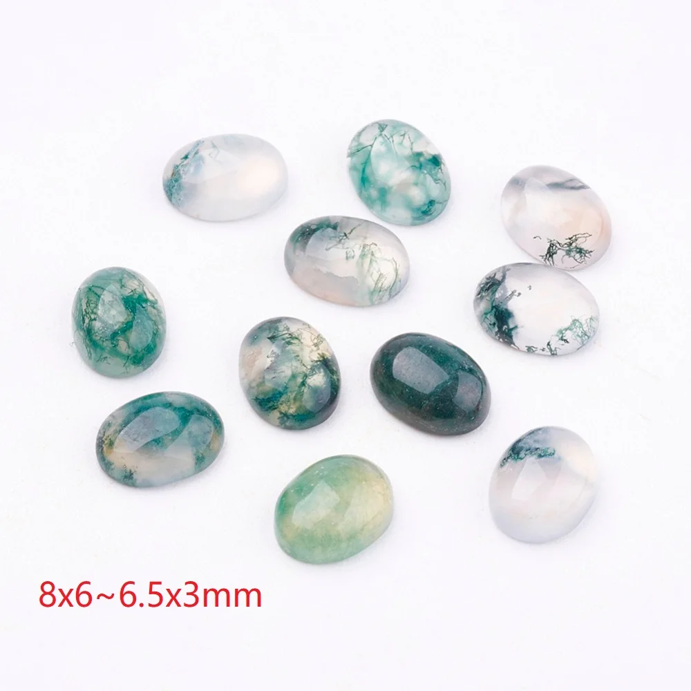 

20pcs/lot Soomth Oval Natural Moss Agate Cabochons Mixed color of random Polishing Cabochons, 8x6~6.5x3mm; 18x13x6mm; 20x15x5mm