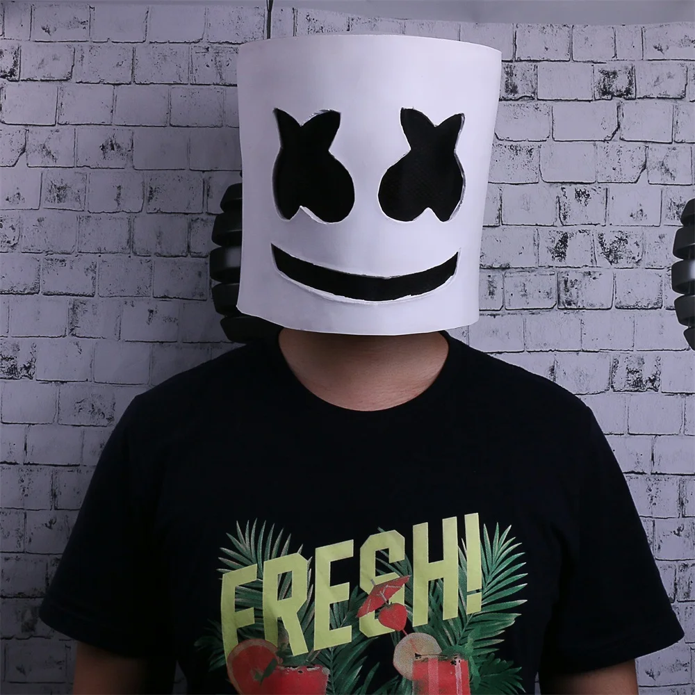 DJ Marshmello Маска анфас Косплэй костюм карнавал Хэллоуин Опора Латекс маски головной убор аксессуары