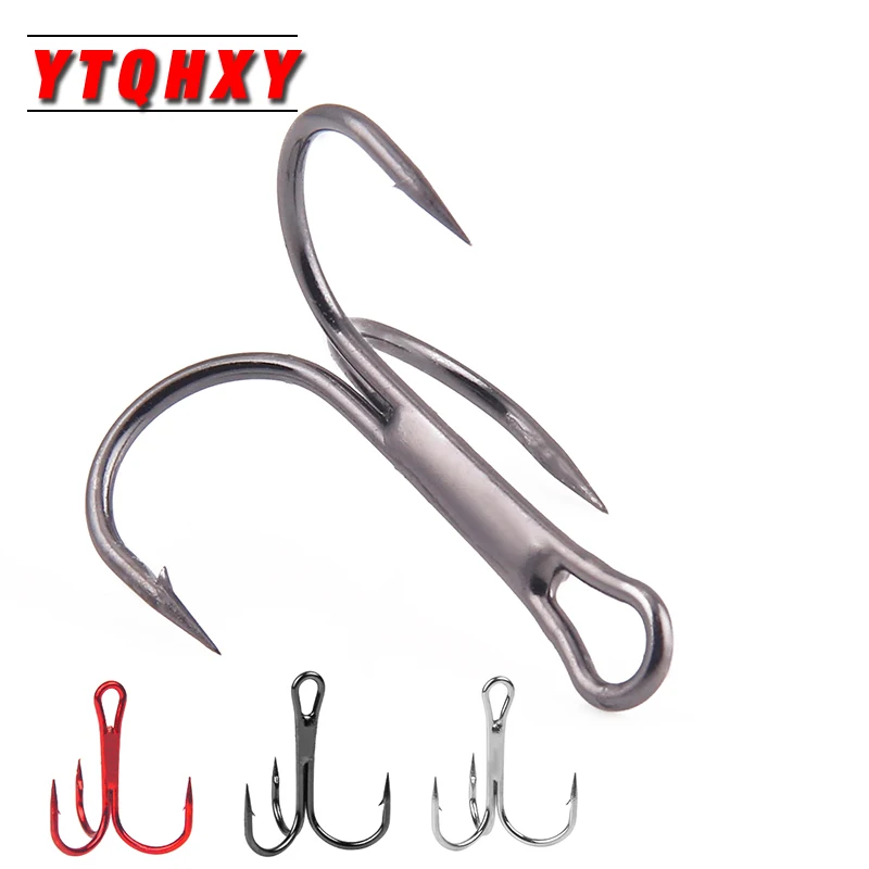 

YTQHXY 20Pcs/lot Fishing Hook Round Bent Treble High Carbon Steel Treble Hooks Fishing Tackle 3 Colors Fishing Equipment WQ459