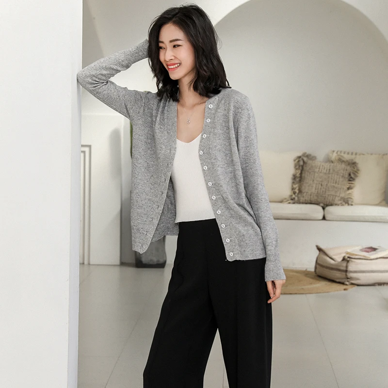 Knitted Cardigan Women  Long Sleeve V-Neck Women's Sweater Cardigan Female Single Button 2019 Spring Autumn Women Knitted 