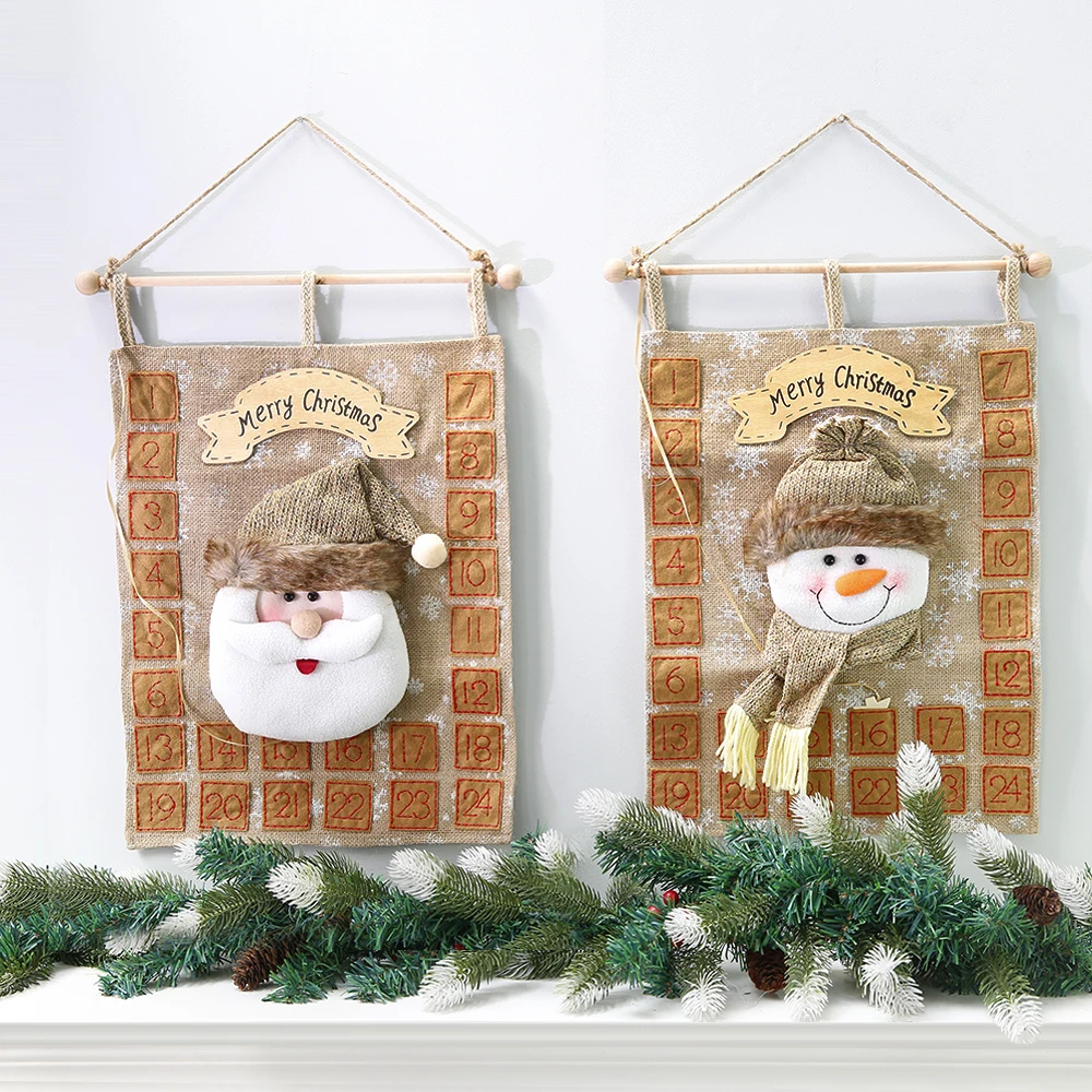 

New 52cm Christmas Advent Calendar Christmas Decorations for Home Santa Claus Snowman Countdown Calendar New Year Christmas Gift