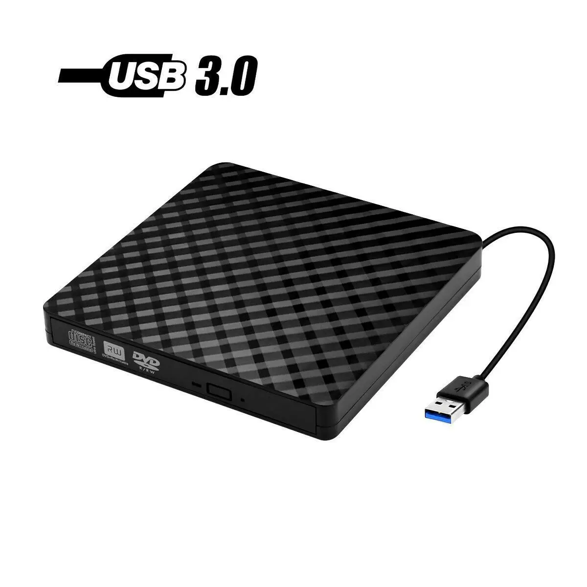 Портативный USB 3,0 внешний CD-RW Писатель Привод горелки DVD/CD ридер плеер с USB кабели для Mac PC ноутбук - Цвет: Черный