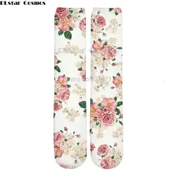 PLstar Cosmos Прямая доставка 2018 новые стильные модные Гольфы розовые/Пионы винтажные с цветочным принтом 3d мужские женские носки