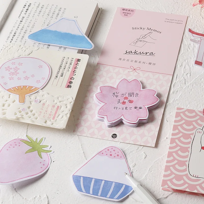 

Japanese Kyoto Style Memo Pad Kawaii Stationery Sticky Notes Planner Notepad Paper Bookmarks School Office Supply
