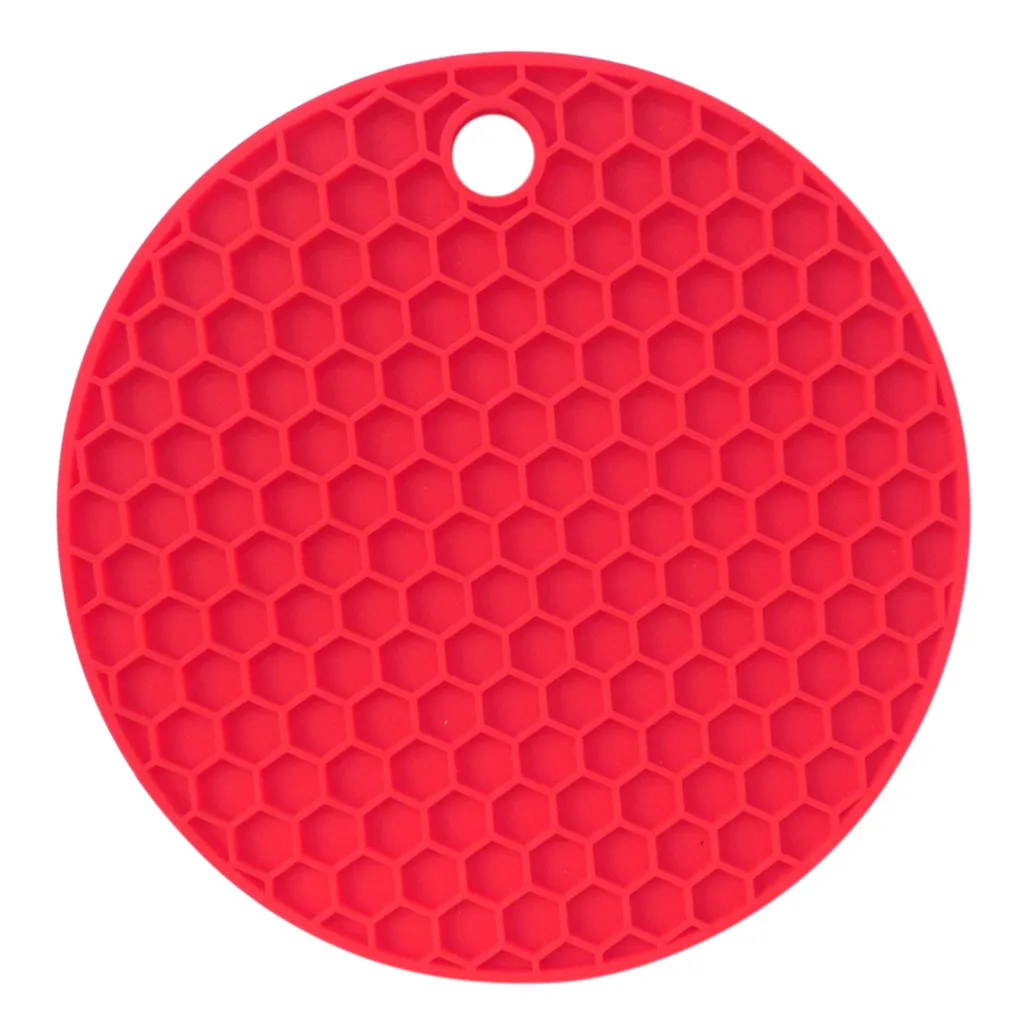 Сотовые силиконовые круглые Нескользящие термостойкие коврики подстилки подставка для горшка кухонные инструменты - Цвет: Red