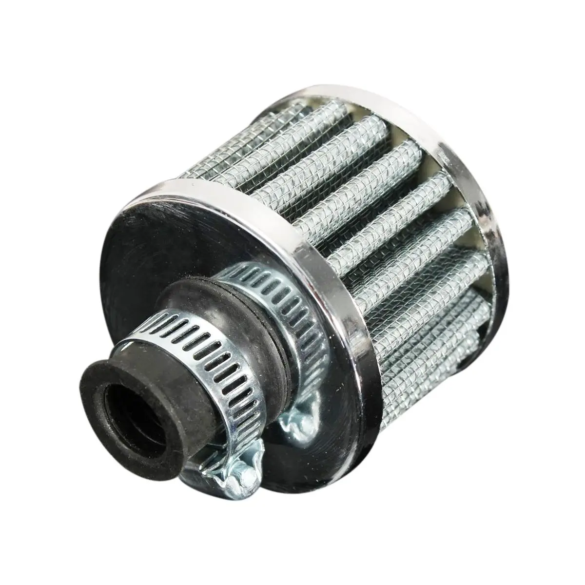 12mm*50mm*56mm Oil Mini Breather Cold Air Filter Fuel Crankcase Engine fit Car SILVERin Air