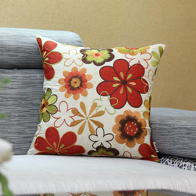 Buy Embroidered Sofa Throw Pillow Covers Silk