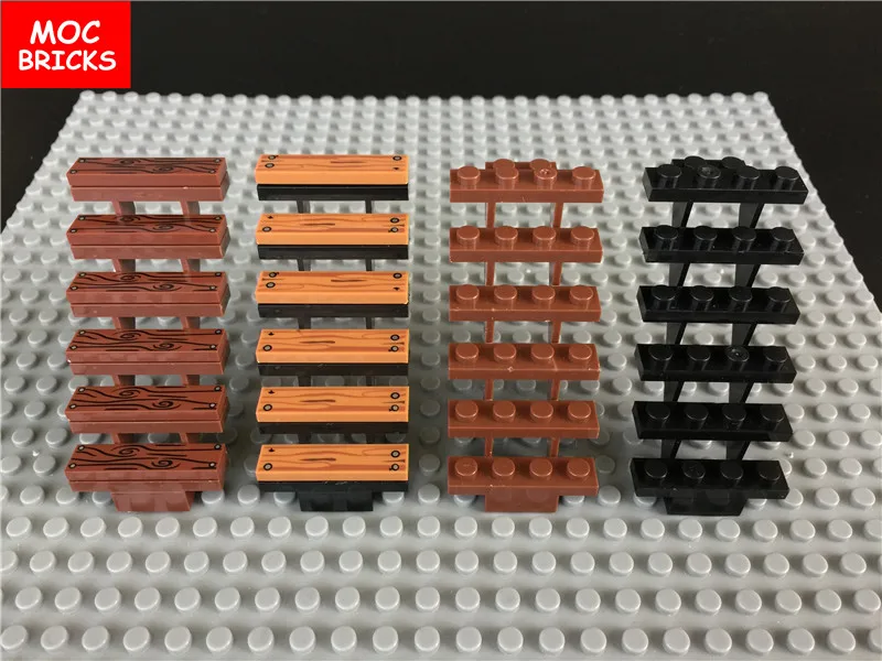 

10pcs/lot MOC Bricks DIY Tile 1 x 4 & 1x3 with Wood Grain Pattern fith with 2431 Educational Building Blocks Kids Toys Gifts