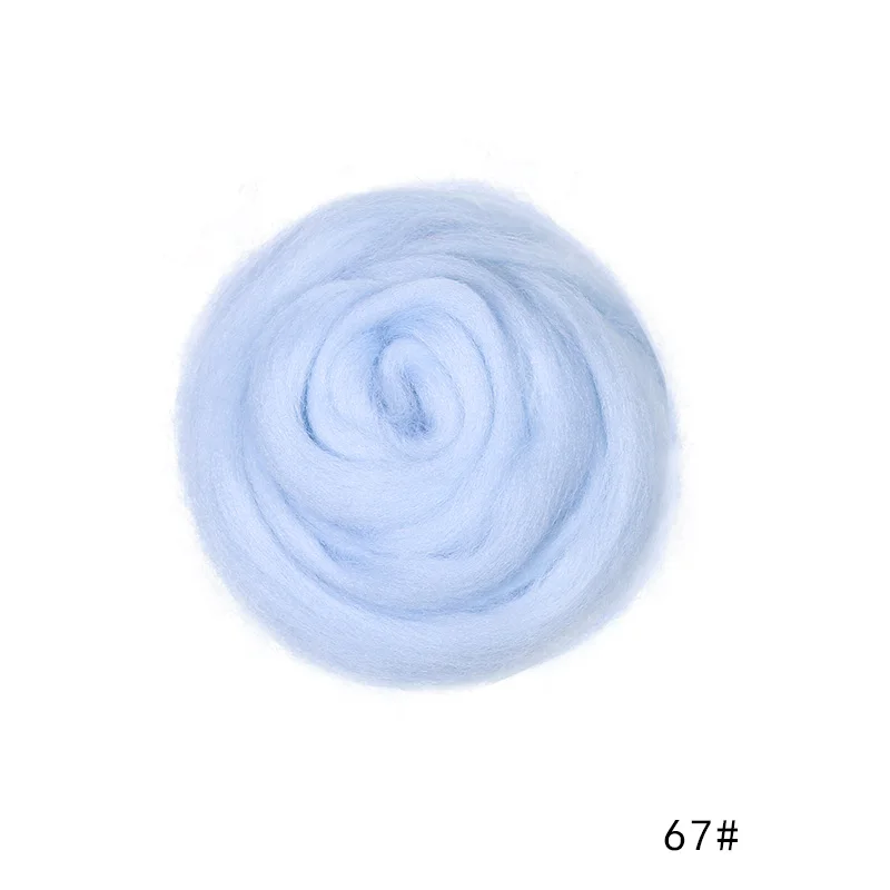 LMDZ 1 шт. шерсть фетр синий цвета Шерстяное волокно ровинг для иглы валяния ручной спиннинг DIY забавная кукла рукоделие Poke г/пакет 100 - Цвет: 67  100g