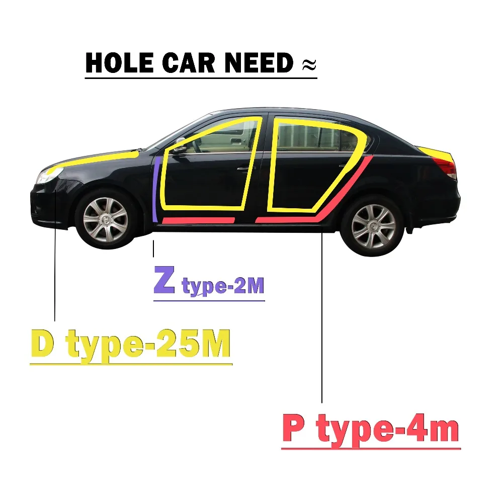 4 метра большой D клей двери автомобиля резиновое уплотнение шумоизоляция резиновый герметик клей водонепроницаемый авто край пыли ветер погода