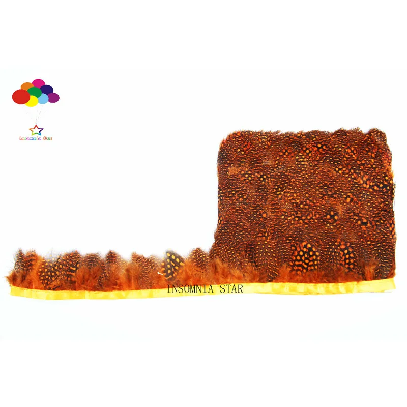 

10 yards high quality pearl pheasant feather trim orange cloth sideband 4-6cm wide for skirt wedding dress party DIY crafts