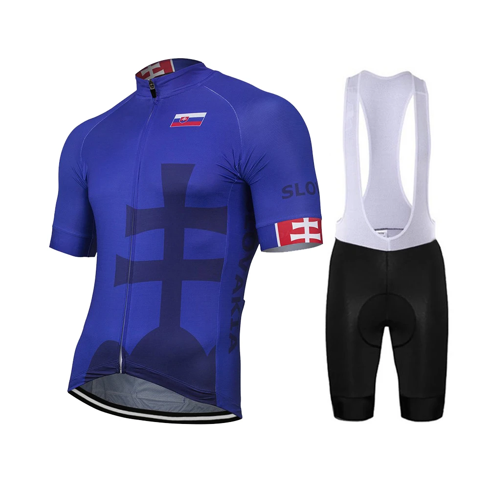 

Slovakia 2019 National team Blue New Summer Cycling Jersey Set Bike Road Mountain Race Tops Bike Clothing 9D Gel Breathable