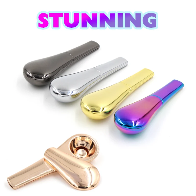 

1pc Metal Spoon Smoking Pipe Portable Creative Herb Tobacco Cigarette Ignescent metal Pipe Metal Smoking Pipe With Pipe Screens