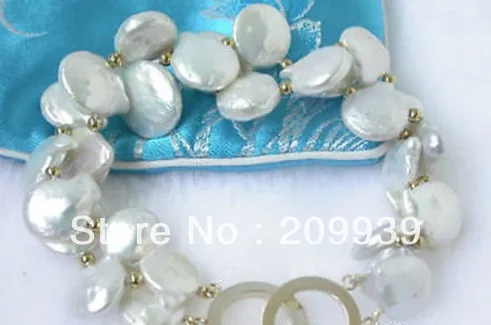 

huij 00282 Great 13mm butterfly white coin FW pearls bracelets