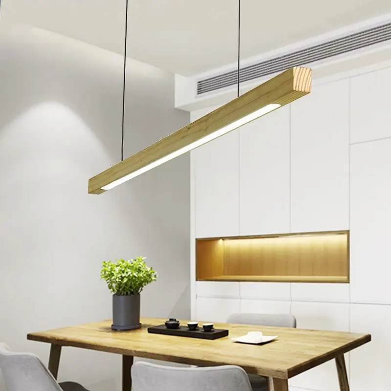 Современный деревянный светодиодный подвесной светильник для столовой, офисный подвесной светильник, скандинавский Лофт, деревянный подвесной светильник для кухни, гостиной, осветительные приборы