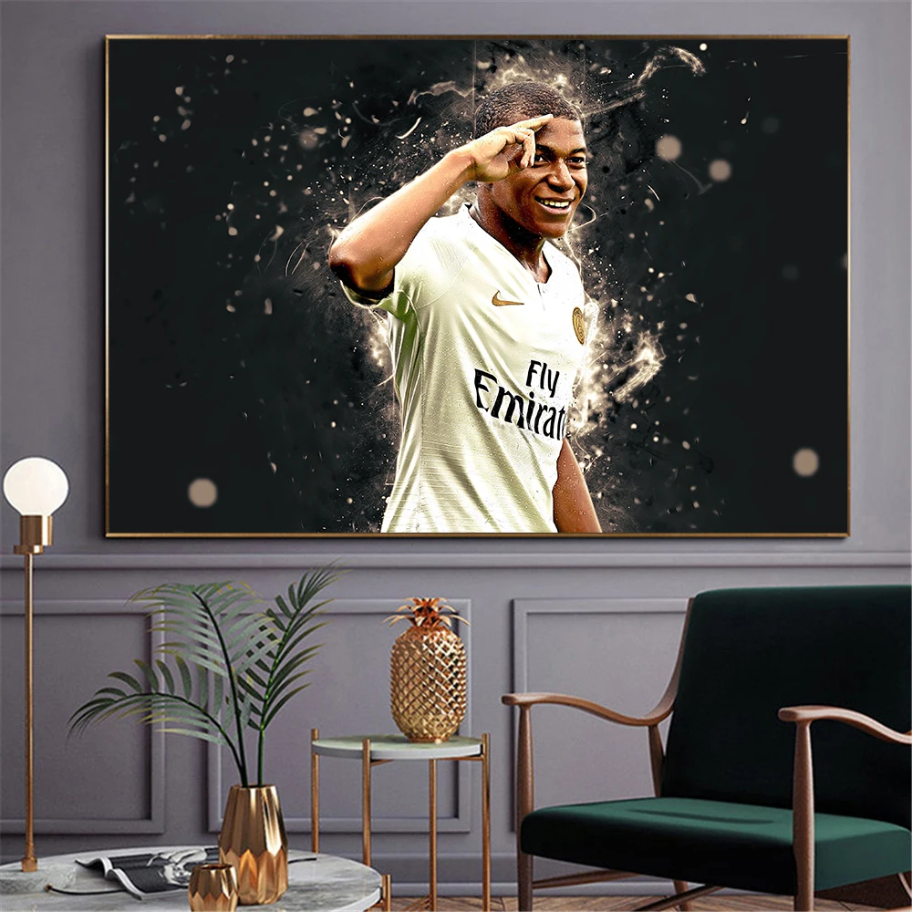 

Abstract Canvas Painting Kylian Mbappe Posters and Prints Football Stars Black White Wall Art French Football Stars Wall Decor