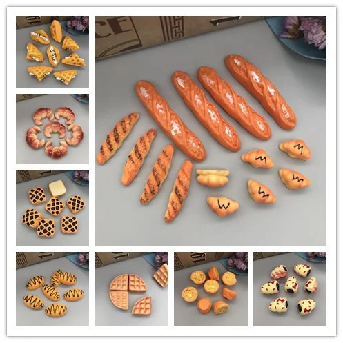 

set 10pcs,Resin Miniature Bread, Simulation food FlatBack Cabochon for Phone Decoration/Dollhouse. Crafts Making,let's start!
