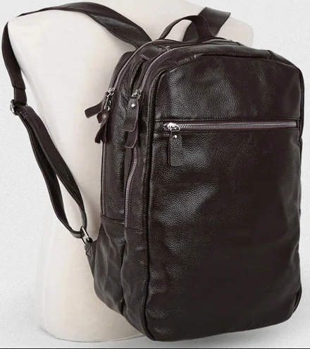 Новинка, корейский мужской рюкзак из натуральной кожи, черный модный рюкзак, кожаная школьная сумка, сумка для книг, мужской рюкзак, мужской ранец - Цвет: brown